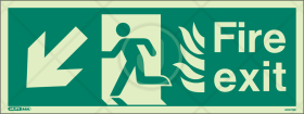 HTM 65 Fire exit arrow down left