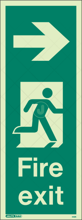 Fire exit sign. Arrow to the right.